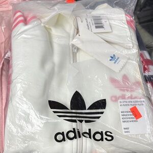 Adidas White Jacket and Pants with Pink Pants white Stripes Suit Dead Stock 1999